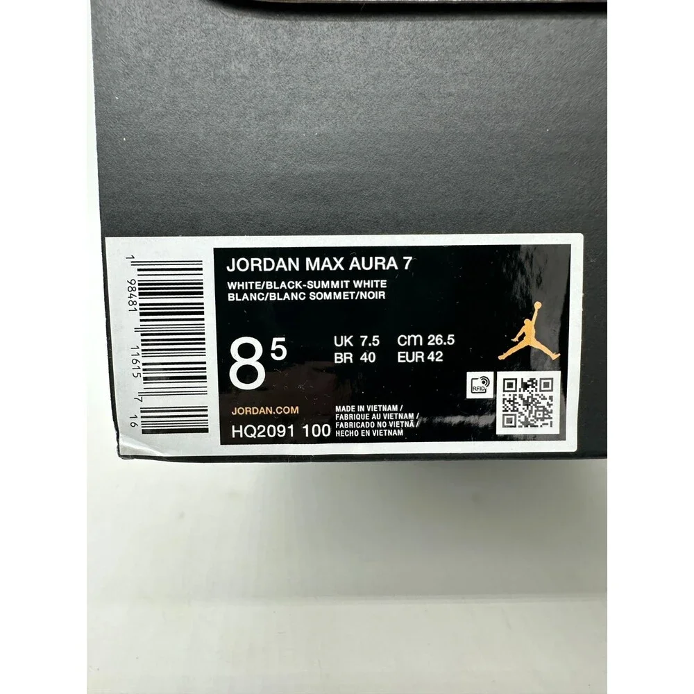 Jordan Max Aura 7 Mens Size 8.5 White Black basketball Athletic Shoes HQ2091 100